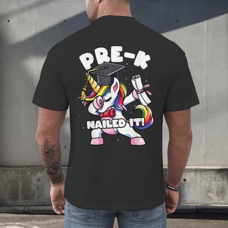 Girls Dabbing Unicorn Pre-K PreSchool Nailed It Graduation Men's Back Print T-Shirt
