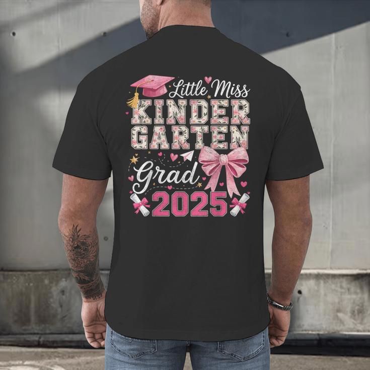 Girls Little Miss Kindergarten Grad 2025 Coquette Graduation Men's Back Print T-Shirt
