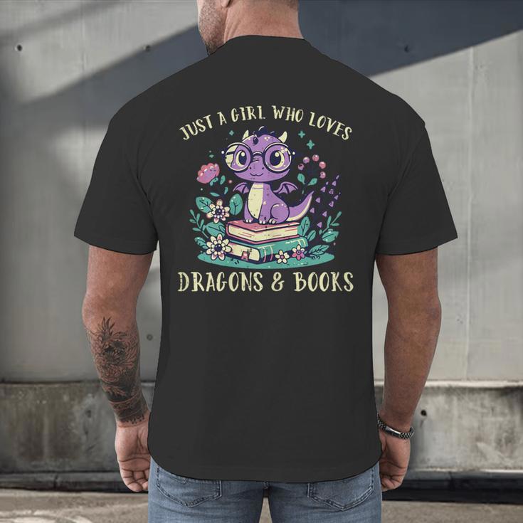 Girls Loves Dragon Books Fantasy Girls Kids Toddler Women Men's Back Print T-Shirt