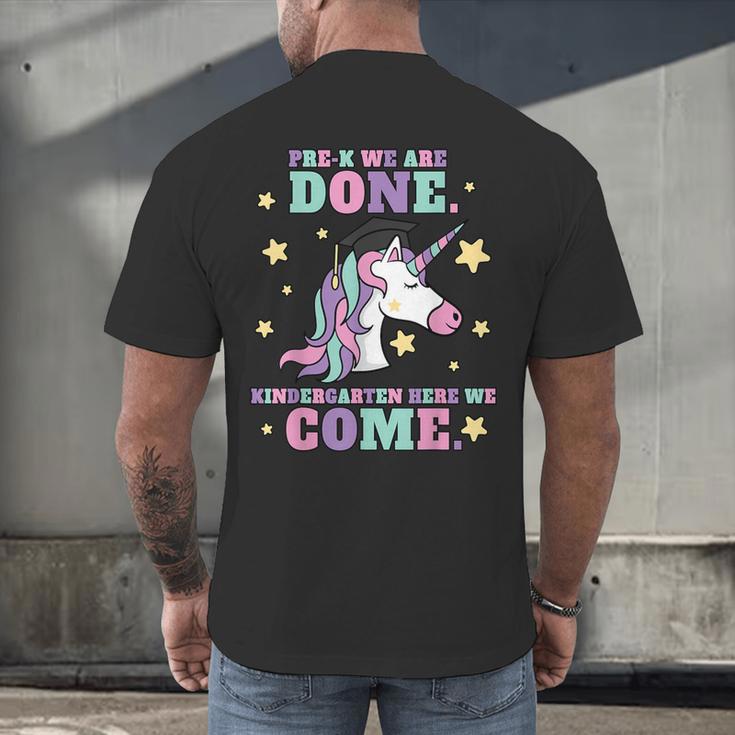 Girls Pre-K Graduation Magical Unicorn Men's Back Print T-Shirt