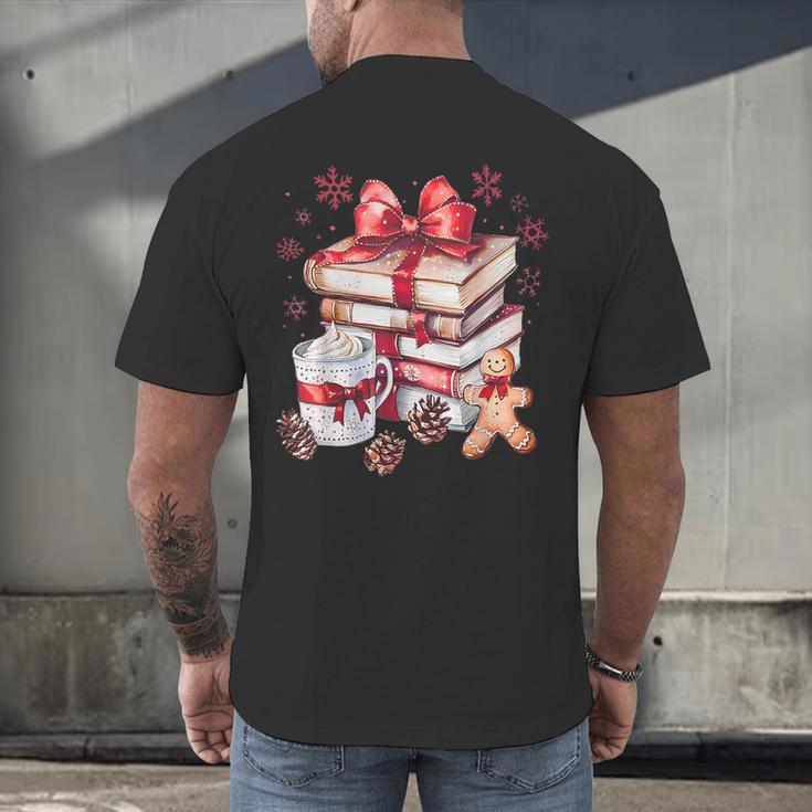 Girly Coquette Gingerbread Books And Hot Cocoa Cozy Season Men's Back Print T-Shirt Girly Coquette Gingerbread Books And Hot Cocoa Cozy Season Men's Back Print T-Shirt