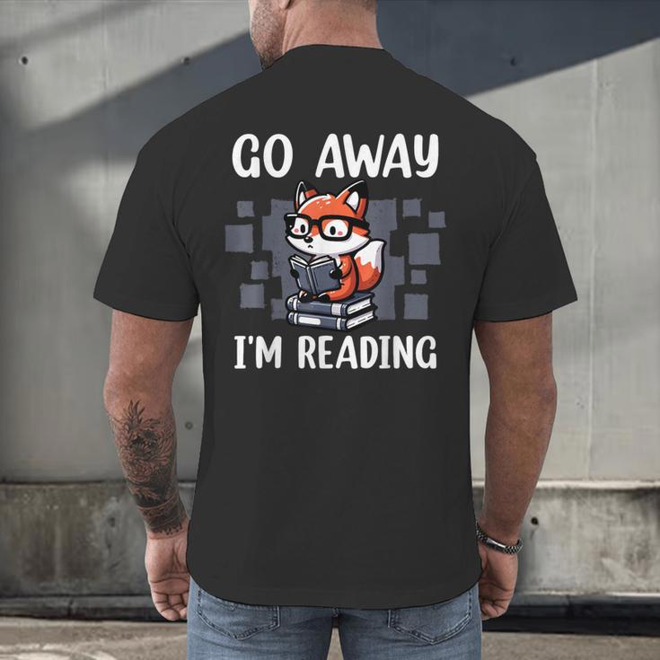 Go Away I'm Reading Book Reader Cute Fox Librarians Men's Back Print T-Shirt Go Away I'm Reading Book Reader Cute Fox Librarians Men's Back Print T-Shirt