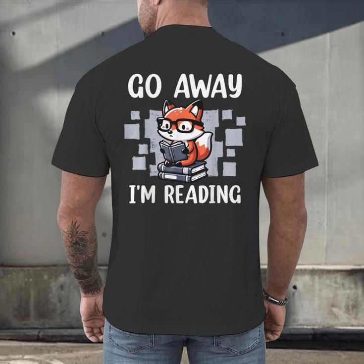Go Away I'm Reading Book Reader Cute Fox Loves Books Men's Back Print T-Shirt Go Away I'm Reading Book Reader Cute Fox Loves Books Men's Back Print T-Shirt