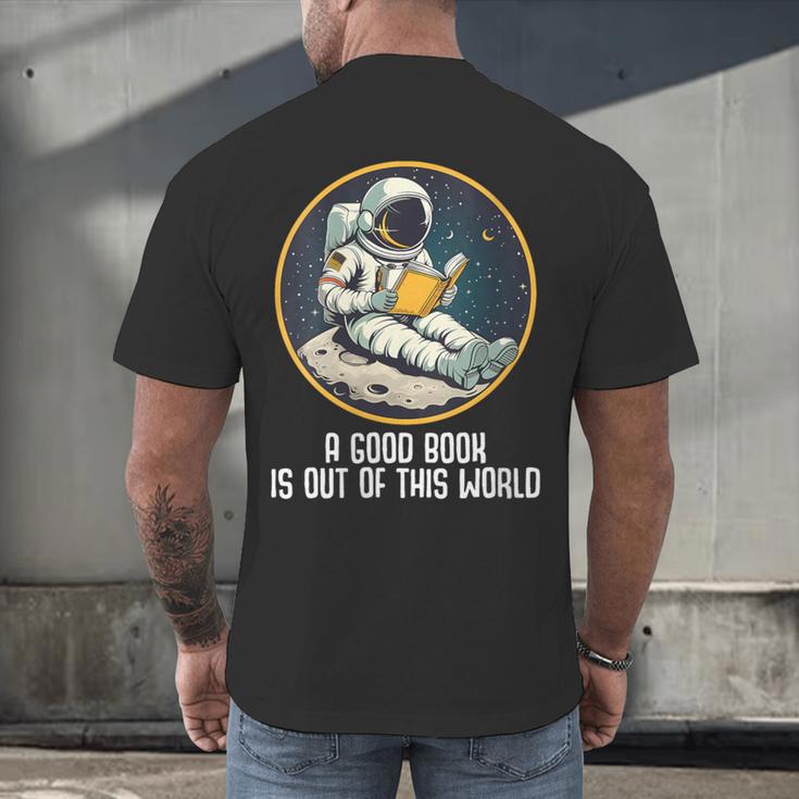 Good Book Is Out Of This World Space Reading Lover Men's Back Print T-Shirt Good Book Is Out Of This World Space Reading Lover Men's Back Print T-Shirt