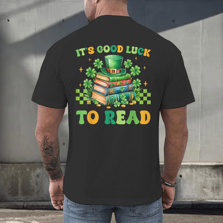 Goods Luck Read Librarian Book Patrick Days Shamrock Clover Men's Back Print T-Shirt Goods Luck Read Librarian Book Patrick Days Shamrock Clover Men's Back Print T-Shirt