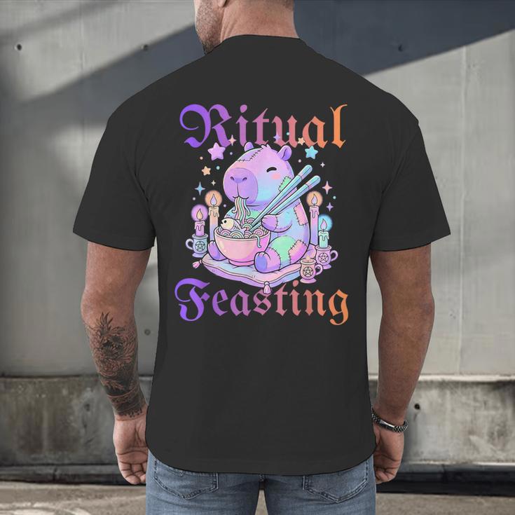 Goth Capybara Ramen Ritual Feasting Soft Introvert Art Men's Back Print T-Shirt Goth Capybara Ramen Ritual Feasting Soft Introvert Art Men's Back Print T-Shirt