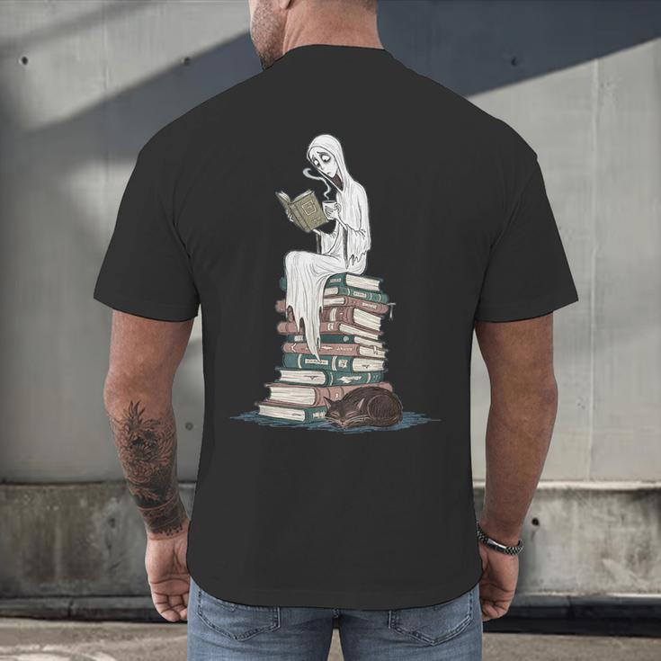 Gothic Librarian Halloween Books Tee For Teachers Men's Back Print T-Shirt