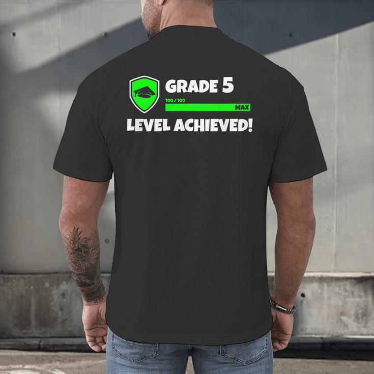 Grade 5 Level Achieved Video Gamer 5th Grade Graduation Men's Back Print T-Shirt