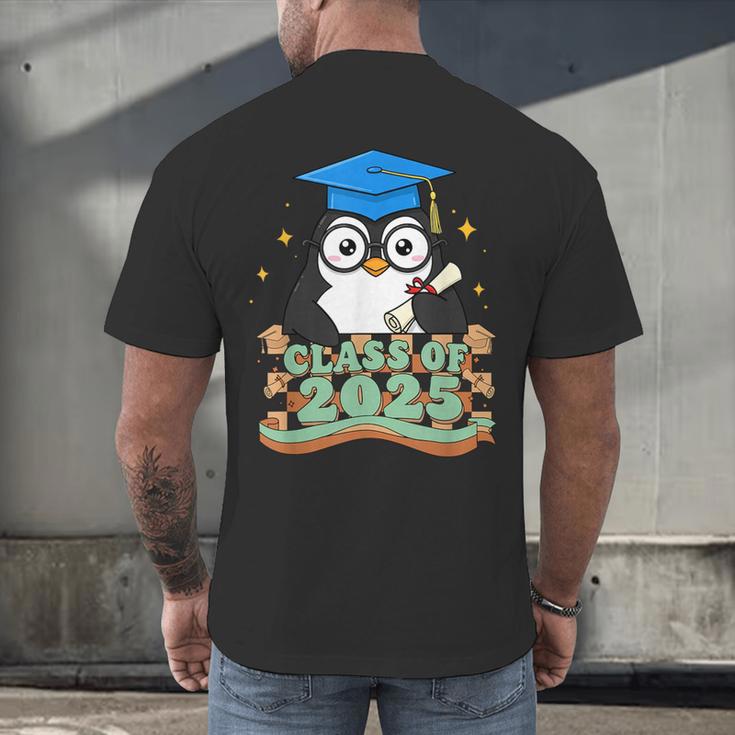 Graduate Penguin Class Of 2025 Kids Graduation Men's Back Print T-Shirt