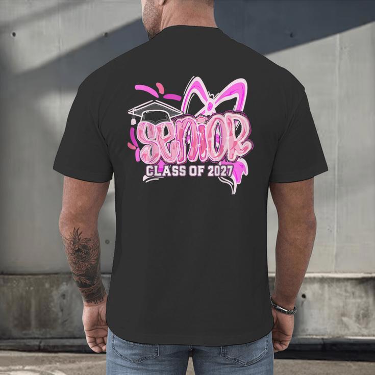 Graduation 2027 Senior 2027 Class Of 2027 Coquette Pink Girl Men's Back Print T-Shirt