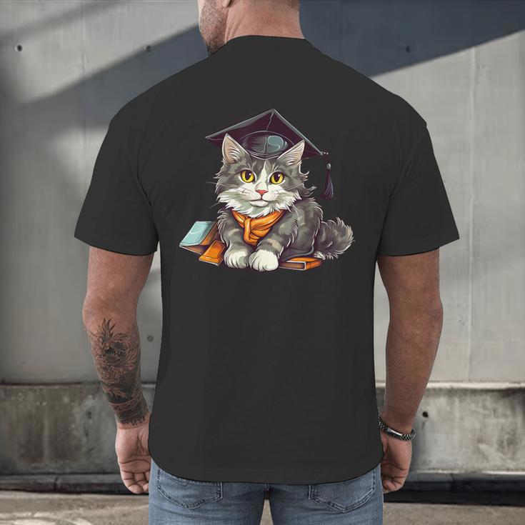 Graduation Cat Graduation Present For Graduate Grad Men's Back Print T-Shirt