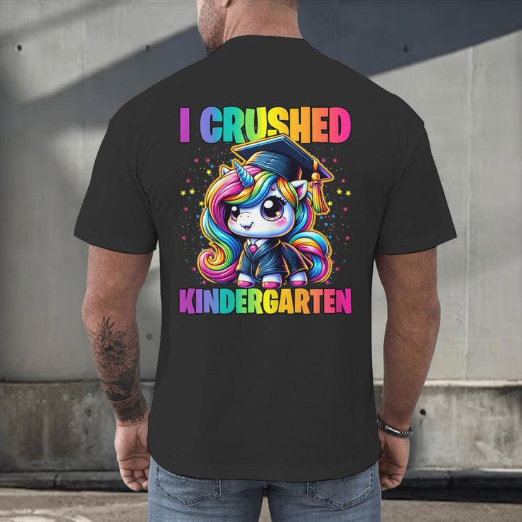 Graduation I Crushed Kindergarten Unicorn Girls Grad Magical Men's Back Print T-Shirt