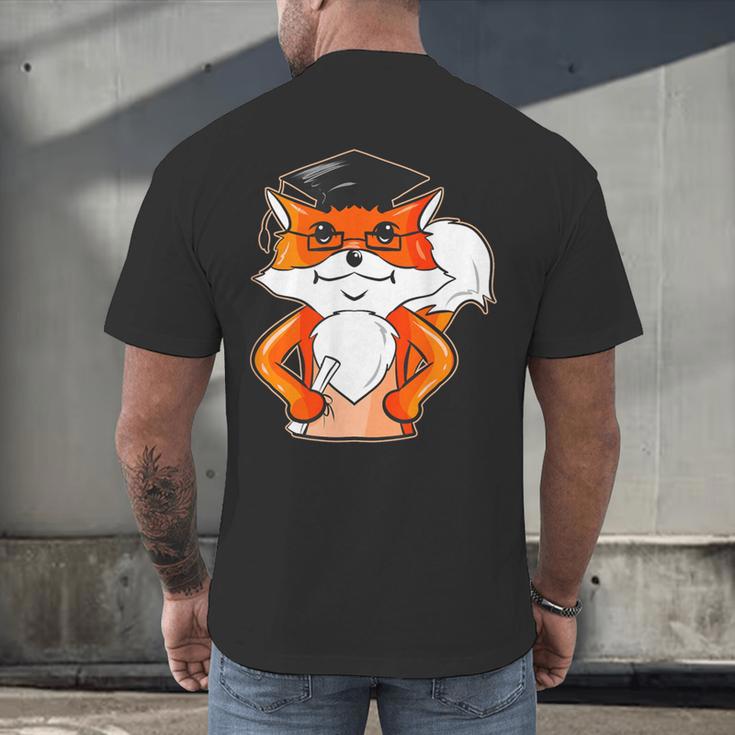 Graduation Fox School Bachelor Master Doctor Study Men's Back Print T-Shirt