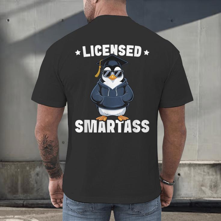 Graduation Penguin Licensed Smartass Graduate Men's Back Print T-Shirt