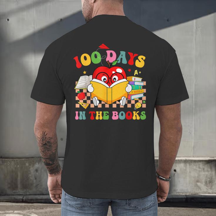 Groovy 100 Days In The Books Reading 100th Day Of School Men's Back Print T-Shirt Groovy 100 Days In The Books Reading 100th Day Of School Men's Back Print T-Shirt