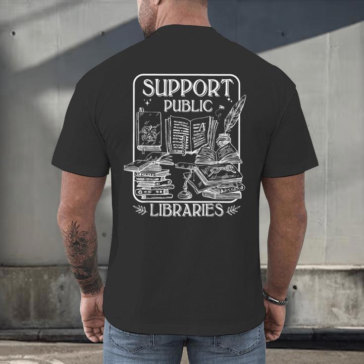 Groovy Support Your Local Library Book Reader Lover Bookworm Men's Back Print T-Shirt Groovy Support Your Local Library Book Reader Lover Bookworm Men's Back Print T-Shirt