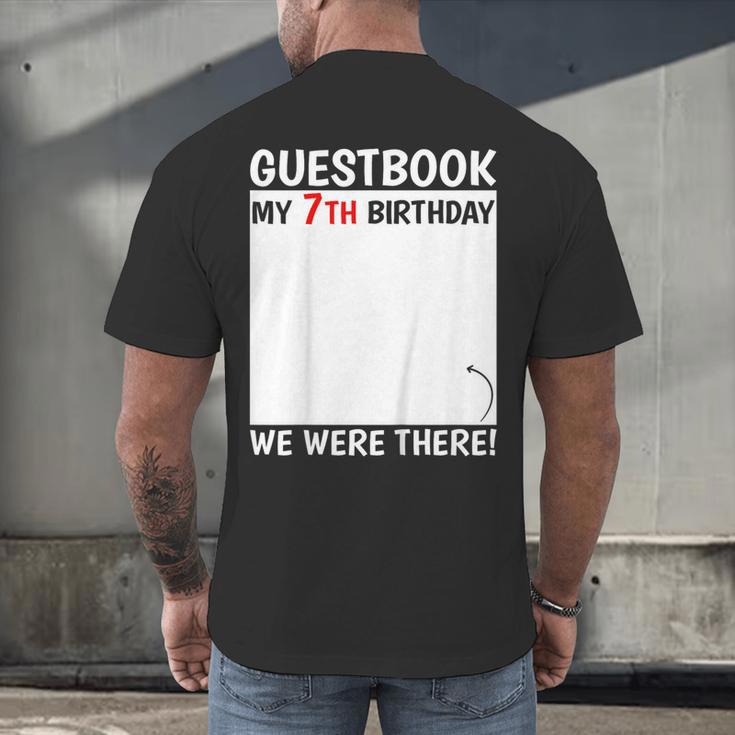 Guestbook 7th Birthday 7 Year Old Born 2018 Bday Men's Back Print T-Shirt Guestbook 7th Birthday 7 Year Old Born 2018 Bday Men's Back Print T-Shirt