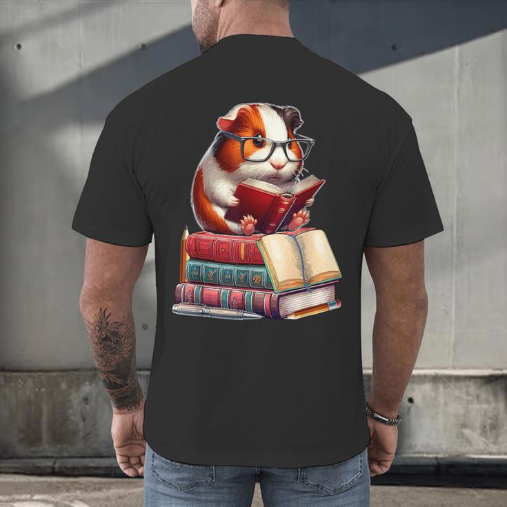 Guinea Pig Reading Books Matching Bookworm Readers Librarian Men's Back Print T-Shirt Guinea Pig Reading Books Matching Bookworm Readers Librarian Men's Back Print T-Shirt