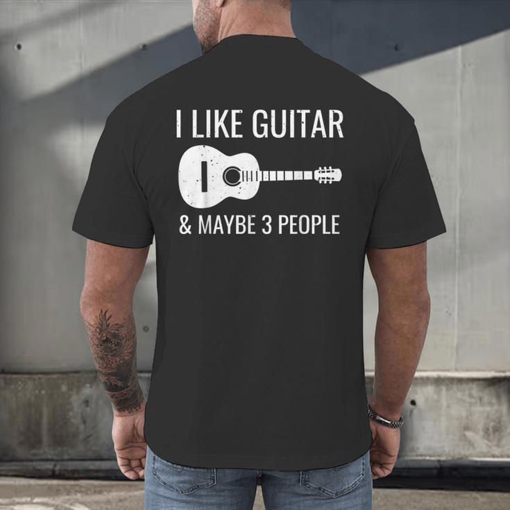 I Like Guitar & Maybe 3 People Music Introvert Guitar Men's Back Print T-Shirt I Like Guitar & Maybe 3 People Music Introvert Guitar Men's Back Print T-Shirt