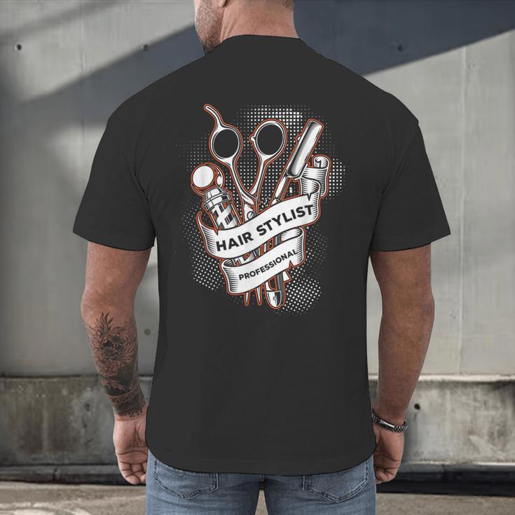 Hairdresser Gift Idea Graduation Tattoo Craft Hairstylist Men's Back Print T-Shirt