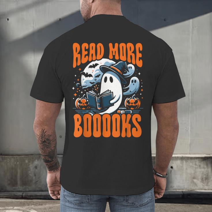 Halloween Book Lover Ghost Boo Pun Read More Boooks Men's Back Print T-Shirt