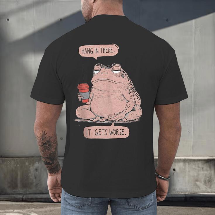 Hang In There It Gets Worse Introverts Anti Valentines Day Men's Back Print T-Shirt