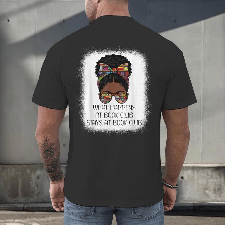What Happens At Book Club Stays At Book Club Black Women Men's Back Print T-Shirt What Happens At Book Club Stays At Book Club Black Women Men's Back Print T-Shirt