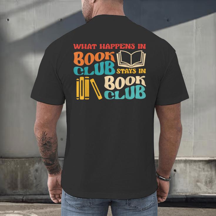 What Happens In Book Club Stays In Book Club Retro Men's Back Print T-Shirt What Happens In Book Club Stays In Book Club Retro Men's Back Print T-Shirt