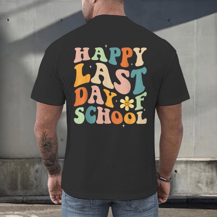 Happy Last Day Of School Groovy Teacher Student Graduation Men's Back Print T-Shirt