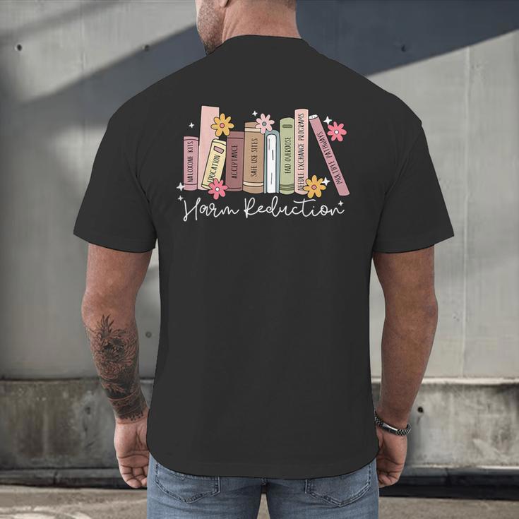 Harm Reduction Floral Book Overdose Awareness Nurse Men's Back Print T-Shirt Harm Reduction Floral Book Overdose Awareness Nurse Men's Back Print T-Shirt