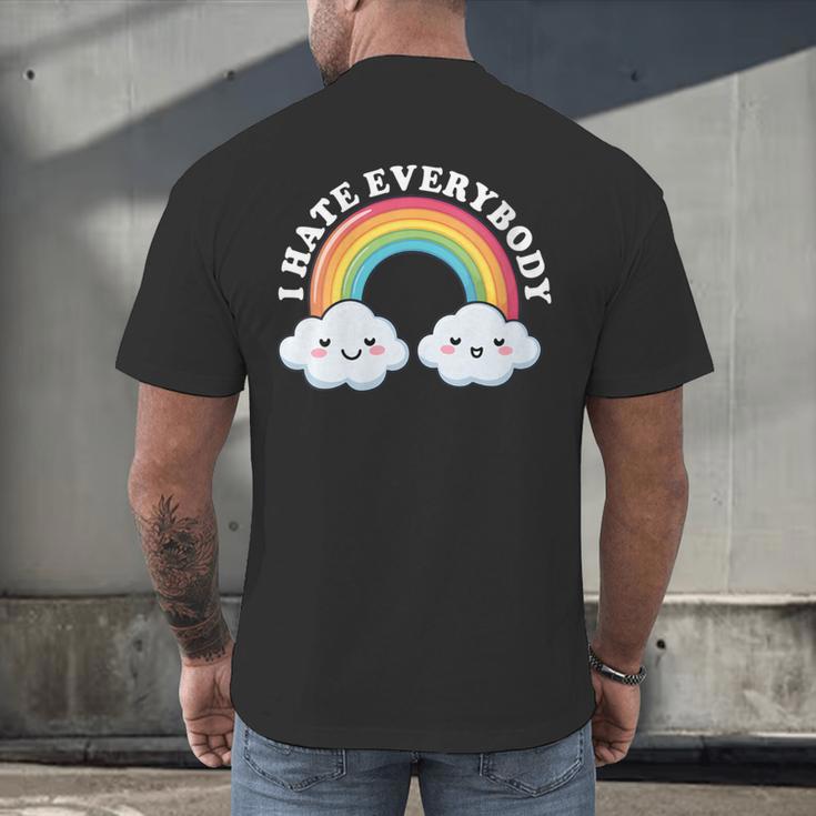 I Hate Everybody Rainbow Sarcastic Grumpy Introvert Men's Back Print T-Shirt I Hate Everybody Rainbow Sarcastic Grumpy Introvert Men's Back Print T-Shirt
