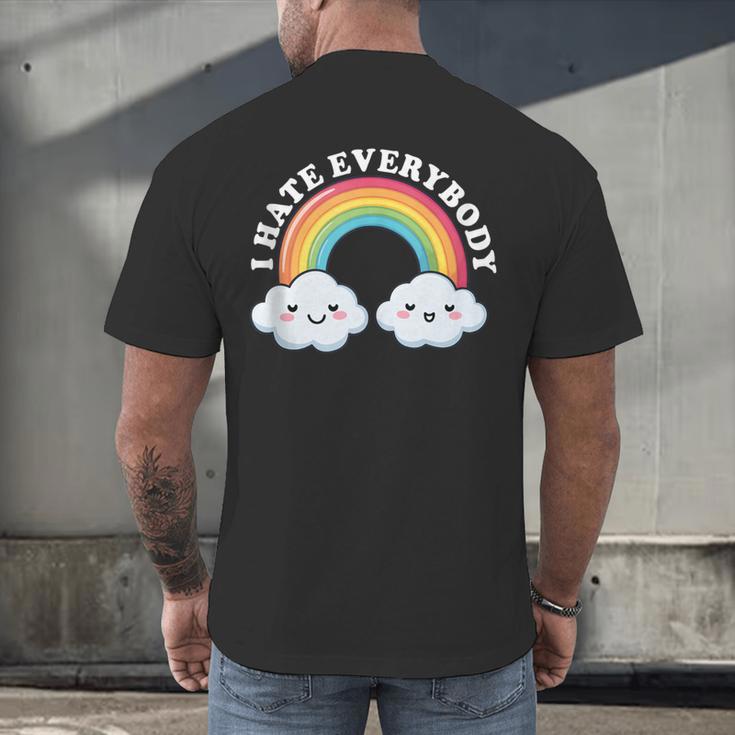 I Hate Everybody Rainbow Sarcastic Grumpy Introvert Men's Back Print T-Shirt I Hate Everybody Rainbow Sarcastic Grumpy Introvert Men's Back Print T-Shirt