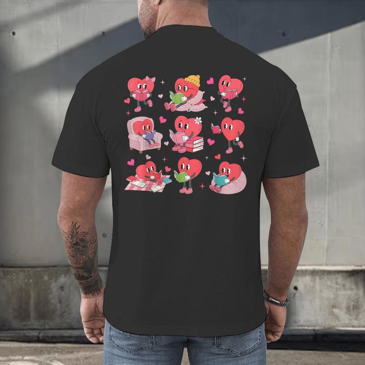Hearts Reading Book Lovers All Booked For Valentine Men's Back Print T-Shirt Hearts Reading Book Lovers All Booked For Valentine Men's Back Print T-Shirt