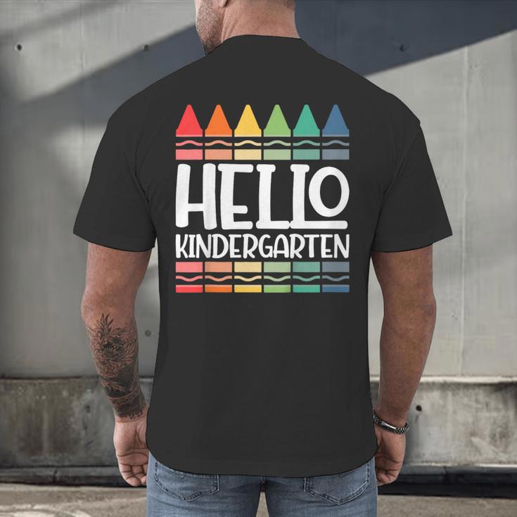 Hello Kindergarten First Day Back To School Graduation Men's Back Print T-Shirt