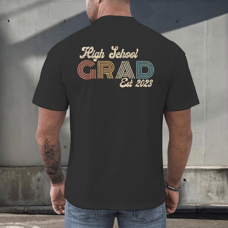 High School Grad 2023 Class Of 2023 Retro Graduation Done Men's Back Print T-Shirt