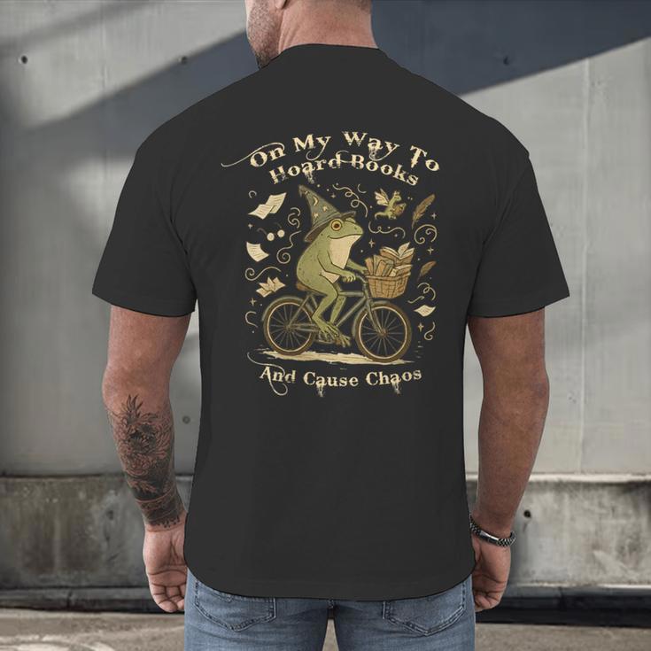 On My Way To Hoard Books And Cause Chaos Tom Foolery Frog Men's Back Print T-Shirt