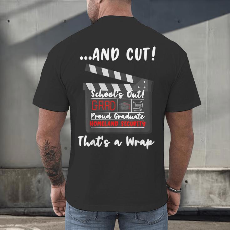 Homeland Security Degree Graduation Film Clapper Men's Back Print T-Shirt