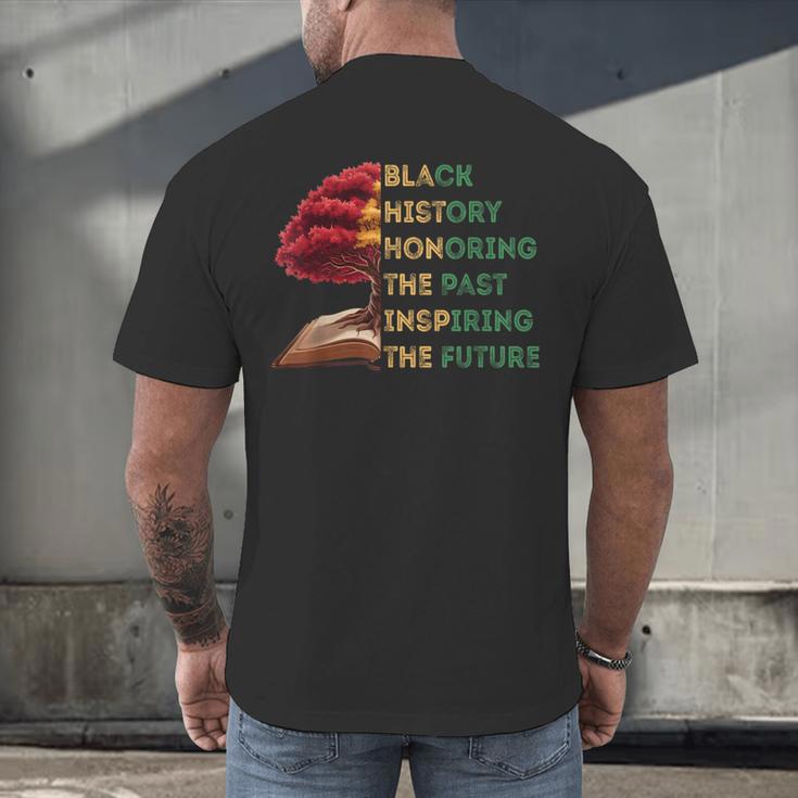 Honoring Past Inspiring Future History Month Tree Book Men's Back Print T-Shirt