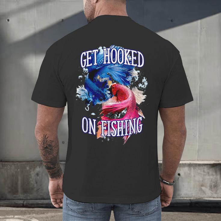 Hooked On Fishing Introvert Sayings Antisocial Quotes Men's Back Print T-Shirt Hooked On Fishing Introvert Sayings Antisocial Quotes Men's Back Print T-Shirt
