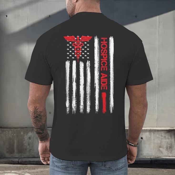Hospice Aide American Flag Nurses Graduation Medical Men's Back Print T-Shirt