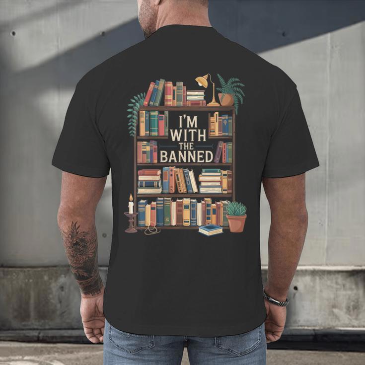 I'm With The Banned Books Reading Men's Back Print T-Shirt I'm With The Banned Books Reading Men's Back Print T-Shirt