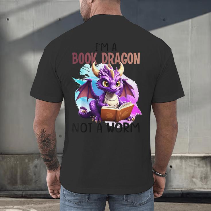 I'm A Book Dragon Not A Worm Men's Back Print T-Shirt