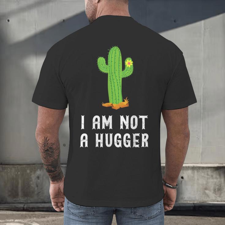I'm Not A Hugger Cactus Not a Hugger Introvert Cute Men's Back Print T-Shirt