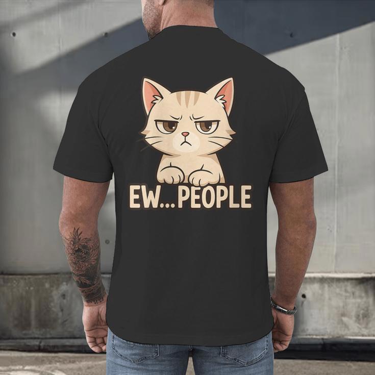 Introvert Anime Cat Ew People Men's Back Print T-Shirt
