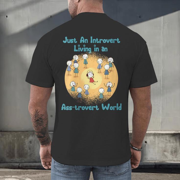 Introvert Extrovert Cartoon In Asstrovert World Men's Back Print T-Shirt Introvert Extrovert Cartoon In Asstrovert World Men's Back Print T-Shirt