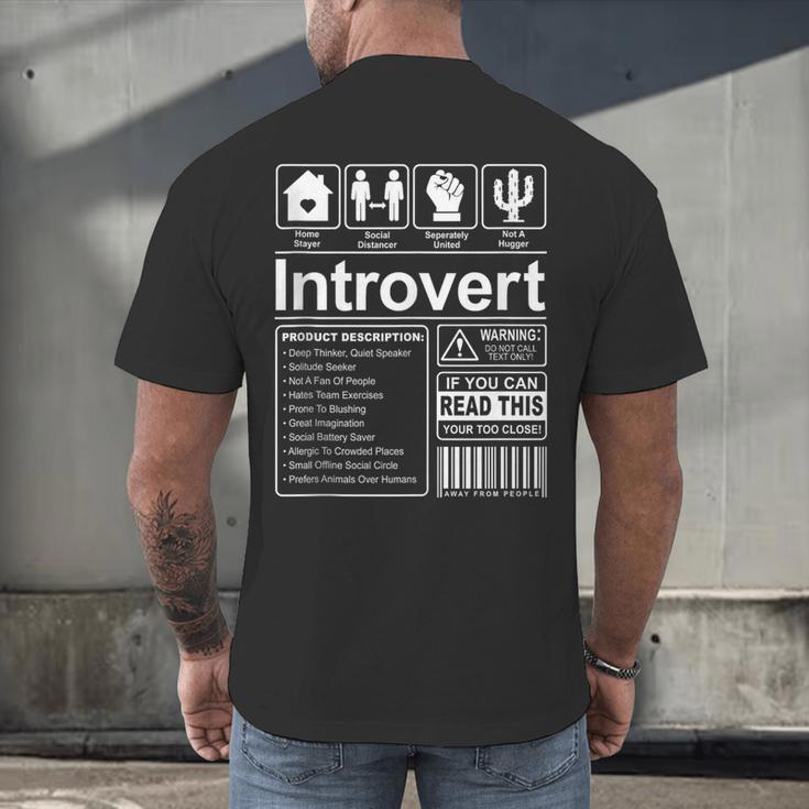 Introvert Label Antisocial Loner Socially Awkward Men's Back Print T-Shirt