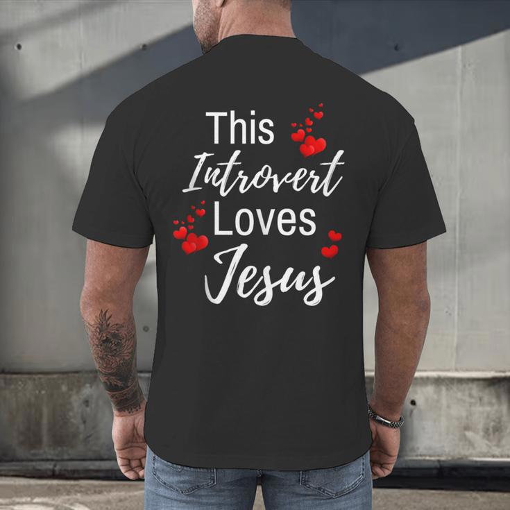 This Introvert Loves Jesus Religious Red Hearts Graphic Men's Back Print T-Shirt This Introvert Loves Jesus Religious Red Hearts Graphic Men's Back Print T-Shirt