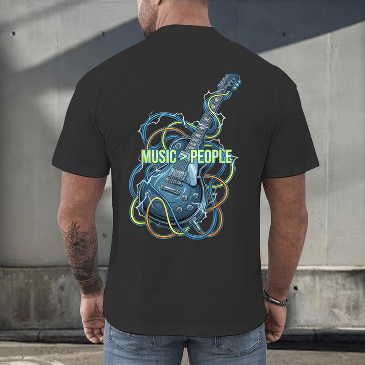 Introvert Music Lover Electric Guitar Rock Men's Back Print T-Shirt