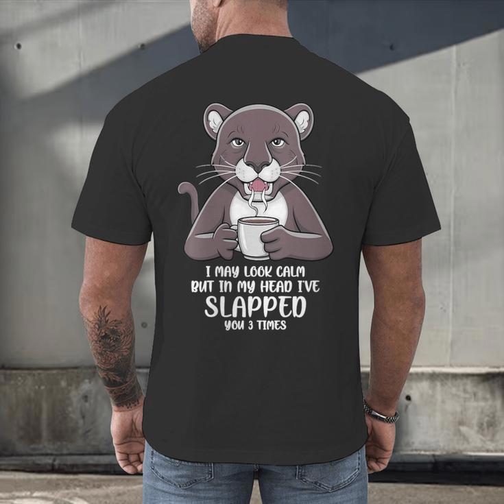 Introvert Panther And Coffee Lovers Men's Back Print T-Shirt Introvert Panther And Coffee Lovers Men's Back Print T-Shirt