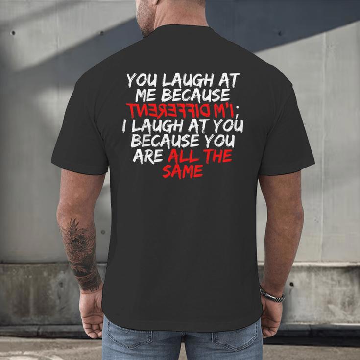 Introvert Quote With Backwards I'm Different Men's Back Print T-Shirt Introvert Quote With Backwards I'm Different Men's Back Print T-Shirt
